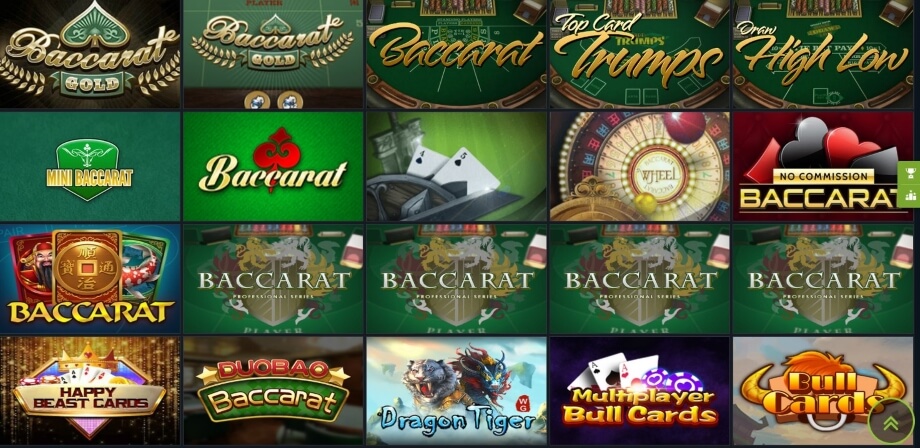 Almost 40 RNG Baccarat Games at 1xBet Casino