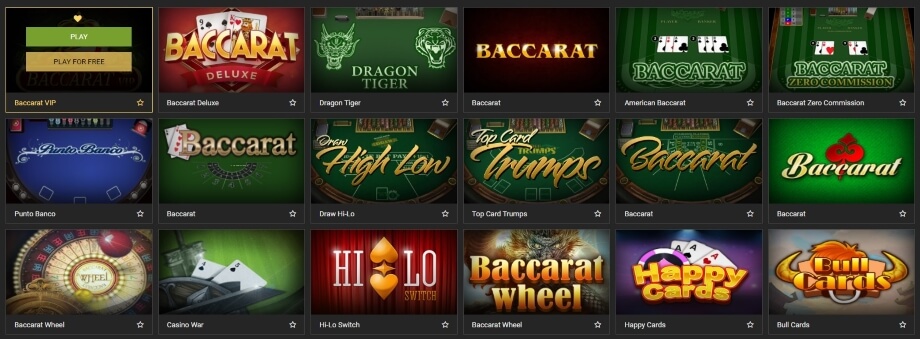Over 30 RNG Baccarat Games at the Casino Lobby of MELbet