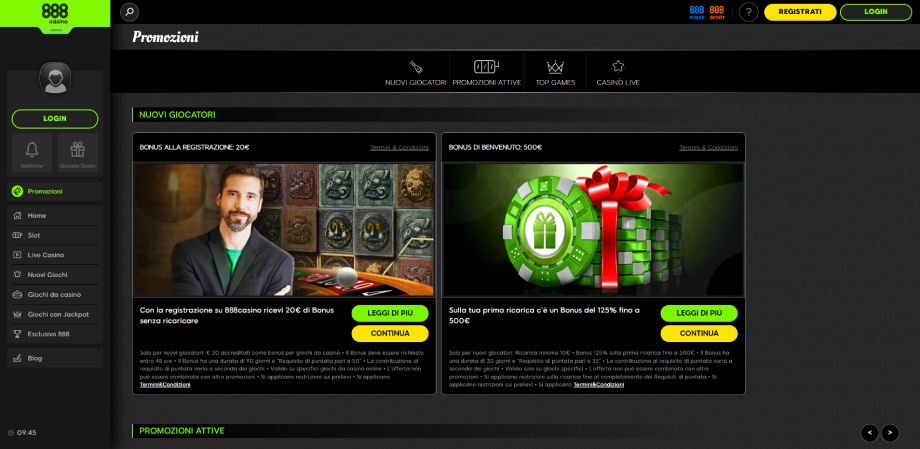 888casino bonus benvenuto